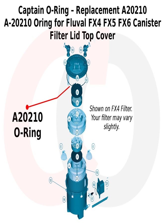 Captain O-Ring - Replacement A20210 A-20210 Oring for Fluval FX4 FX5 FX6 Canister Filter Lid Top Cover - Image 2
